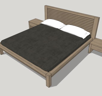 现代双人床SU模型下载